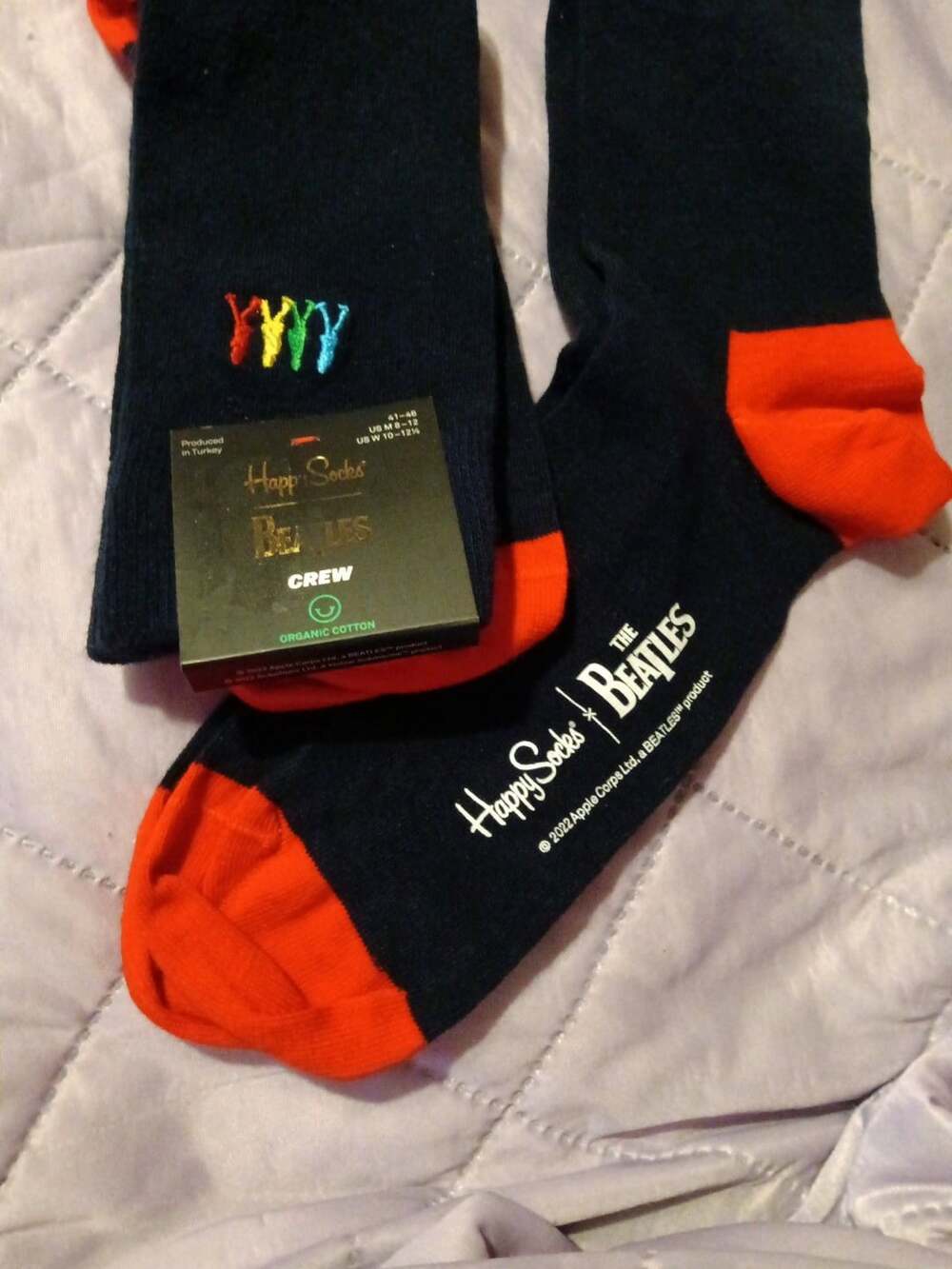 2 Happy Socks Crew Long Men's Cotton The Beatles Size 8-12 Brand New! - Picture 4 of 6